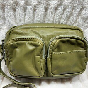 Vintage Hobo International Olive Green Leather Camera Crossbody Bag